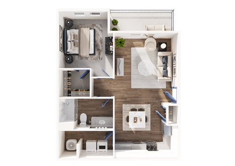 Floor plan for 1 bed, 1 bath, 800 sqft